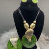 Handcrafted Earrings & Pendant Bangle Set one of a Kind Gold Tone Chic Boho
