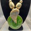 Handcrafted Earrings & Pendant Bangle Set one of a Kind Gold Tone Chic Boho