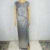 Lauren Ralph Lauren Evening Gown 14 Silver Metallic Embellished Quiet Luxury