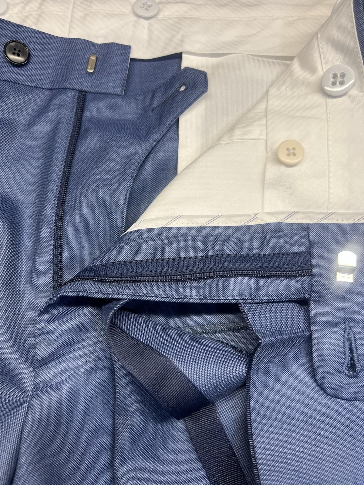 SUIT SUPPLY Men Model Custom Wool Pants 40x30.5 Blue Flat Front Slim Straight