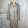 John Meyer Polyester Skirt Suit Size 14 Sand Lined Notch Collar 2PC Business New