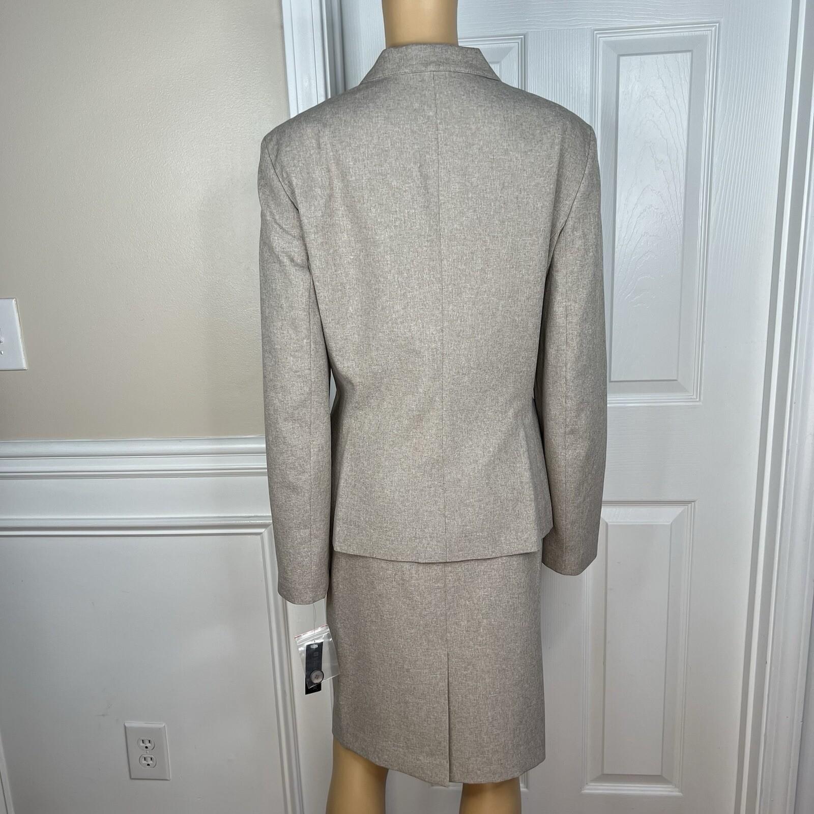 John Meyer Polyester Skirt Suit Size 14 Sand Lined Notch Collar 2PC Business New