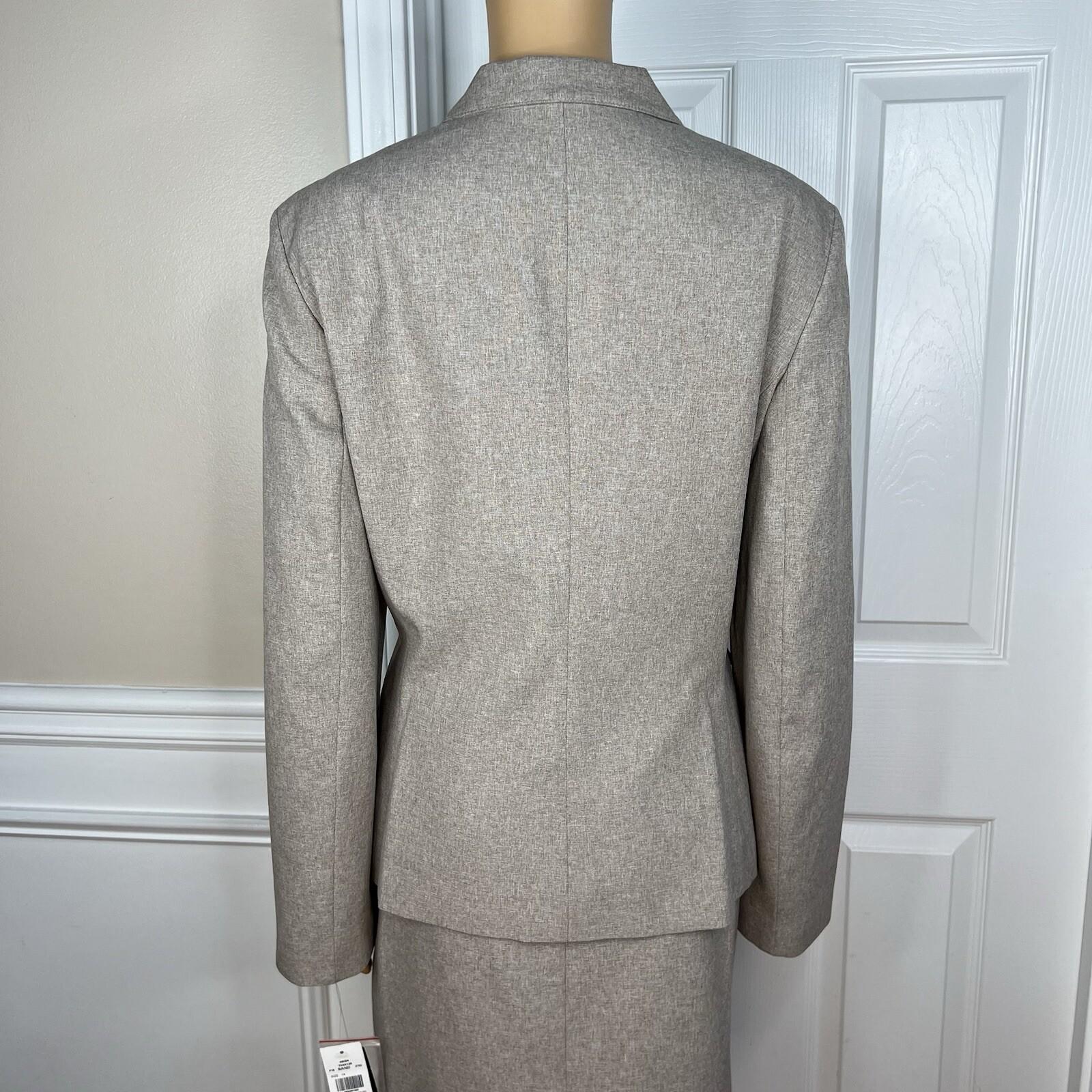 John Meyer Polyester Skirt Suit Size 14 Sand Lined Notch Collar 2PC Business New