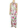 Miss Elliette Vtg Dress Shawl Size 10 Wrap Floral Spaghetti Straps Pleated Maxi
