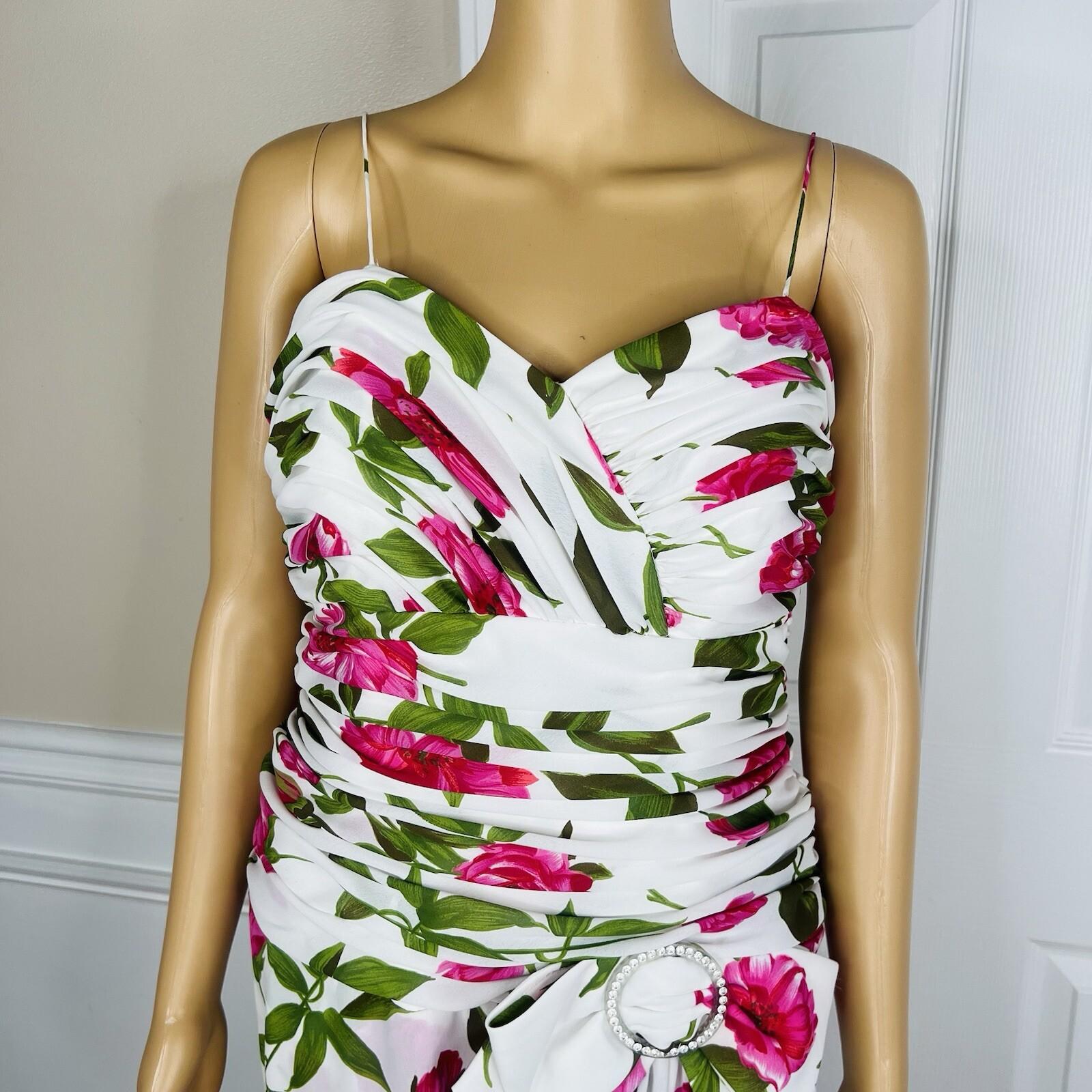 Miss Elliette Vtg Dress Shawl Size 10 Wrap Floral Spaghetti Straps Pleated Maxi
