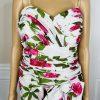 Miss Elliette Vtg Dress Shawl Size 10 Wrap Floral Spaghetti Straps Pleated Maxi
