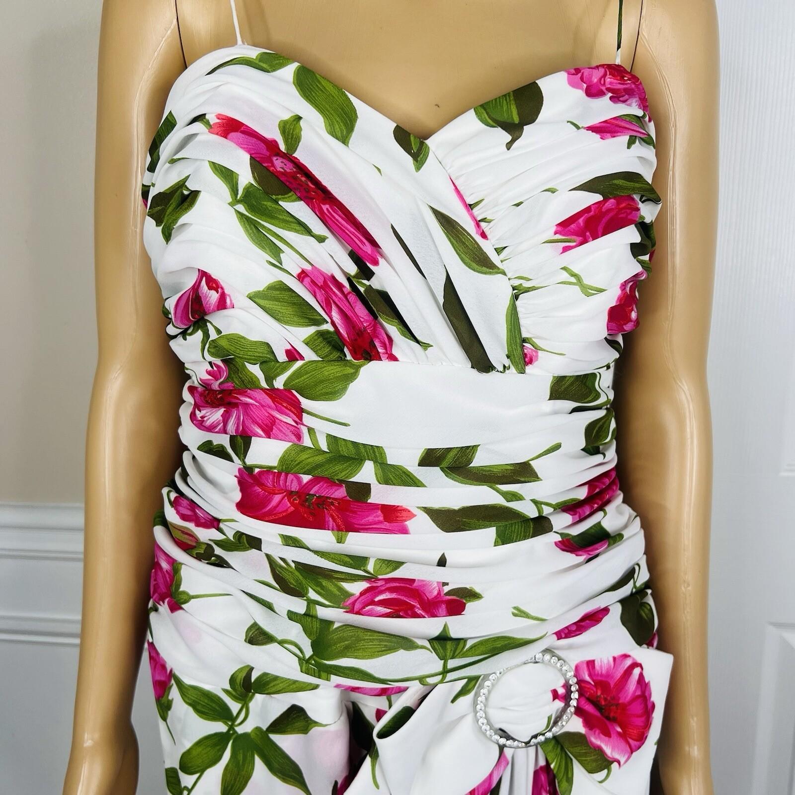 Miss Elliette Vtg Dress Shawl Size 10 Wrap Floral Spaghetti Straps Pleated Maxi
