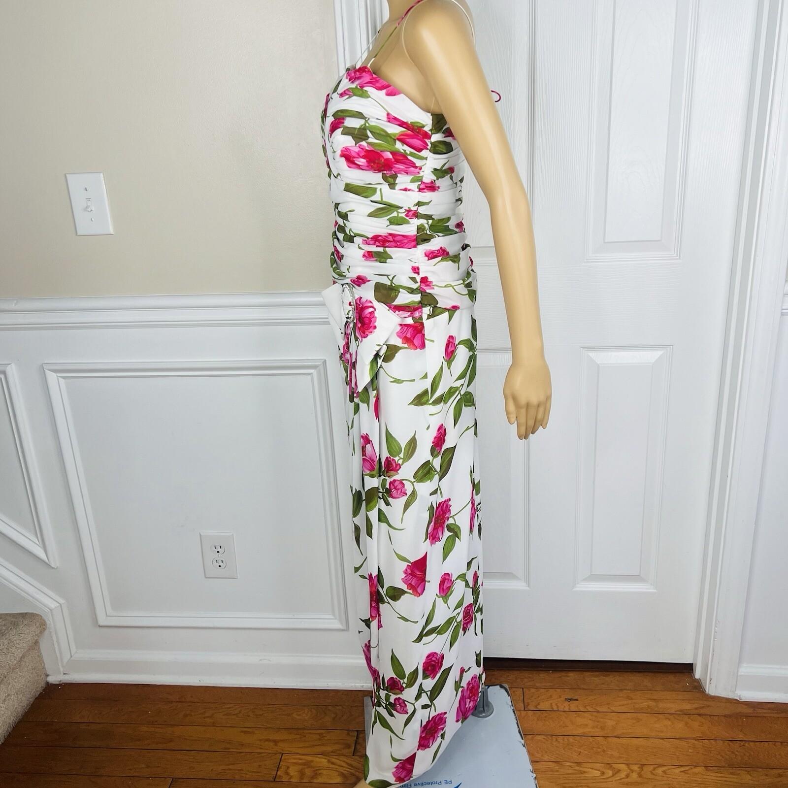 Miss Elliette Vtg Dress Shawl Size 10 Wrap Floral Spaghetti Straps Pleated Maxi