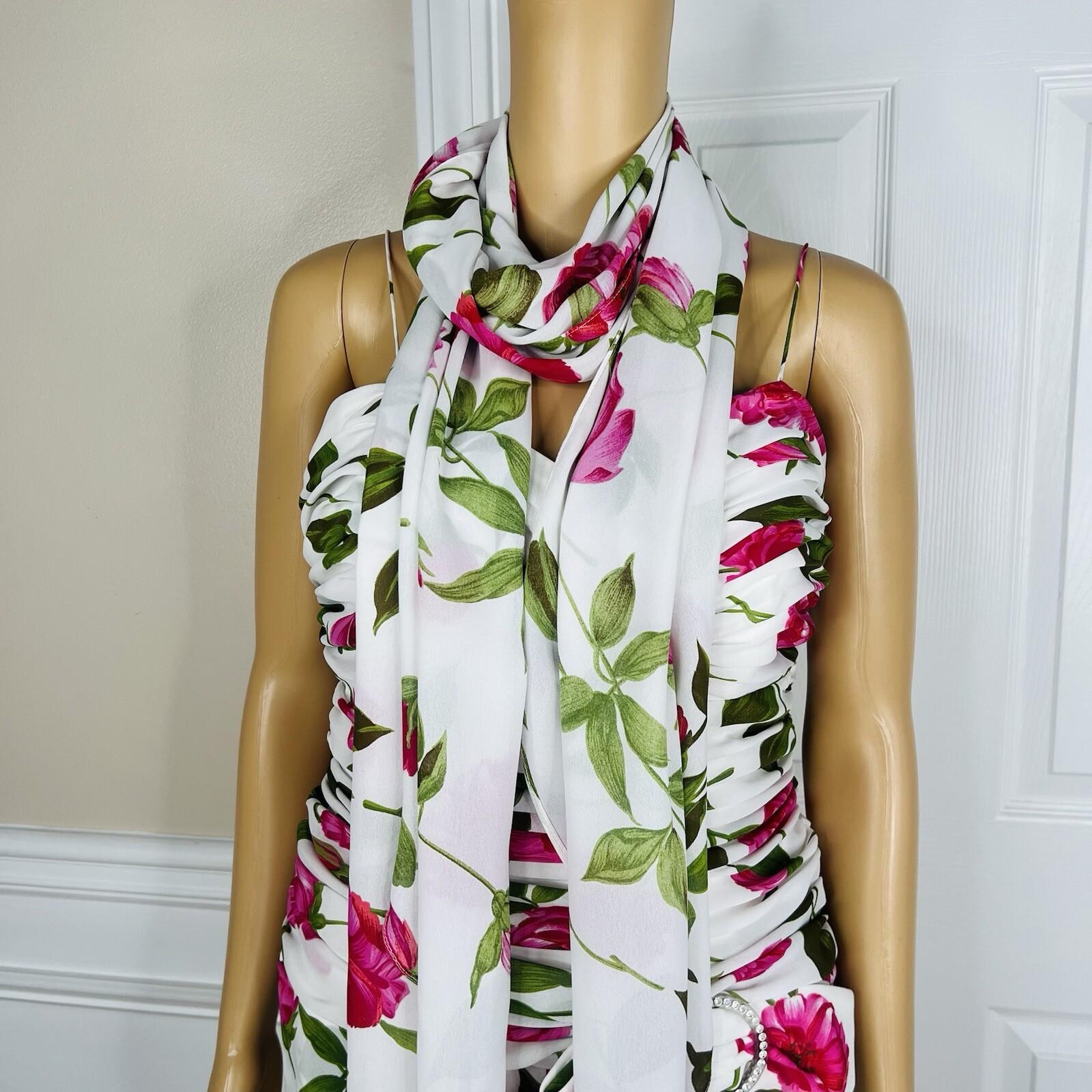 Miss Elliette Vtg Dress Shawl Size 10 Wrap Floral Spaghetti Straps Pleated Maxi