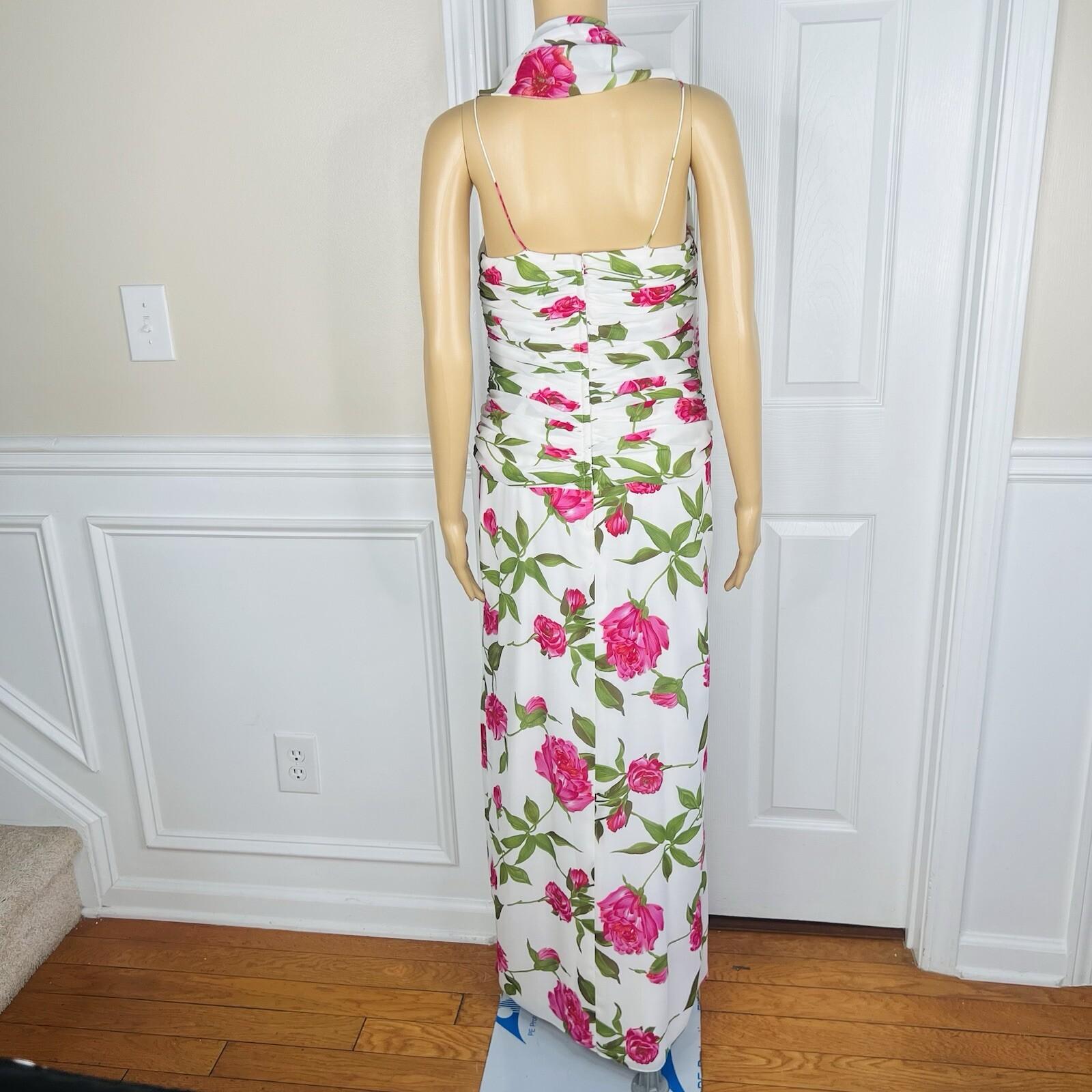Miss Elliette Vtg Dress Shawl Size 10 Wrap Floral Spaghetti Straps Pleated Maxi