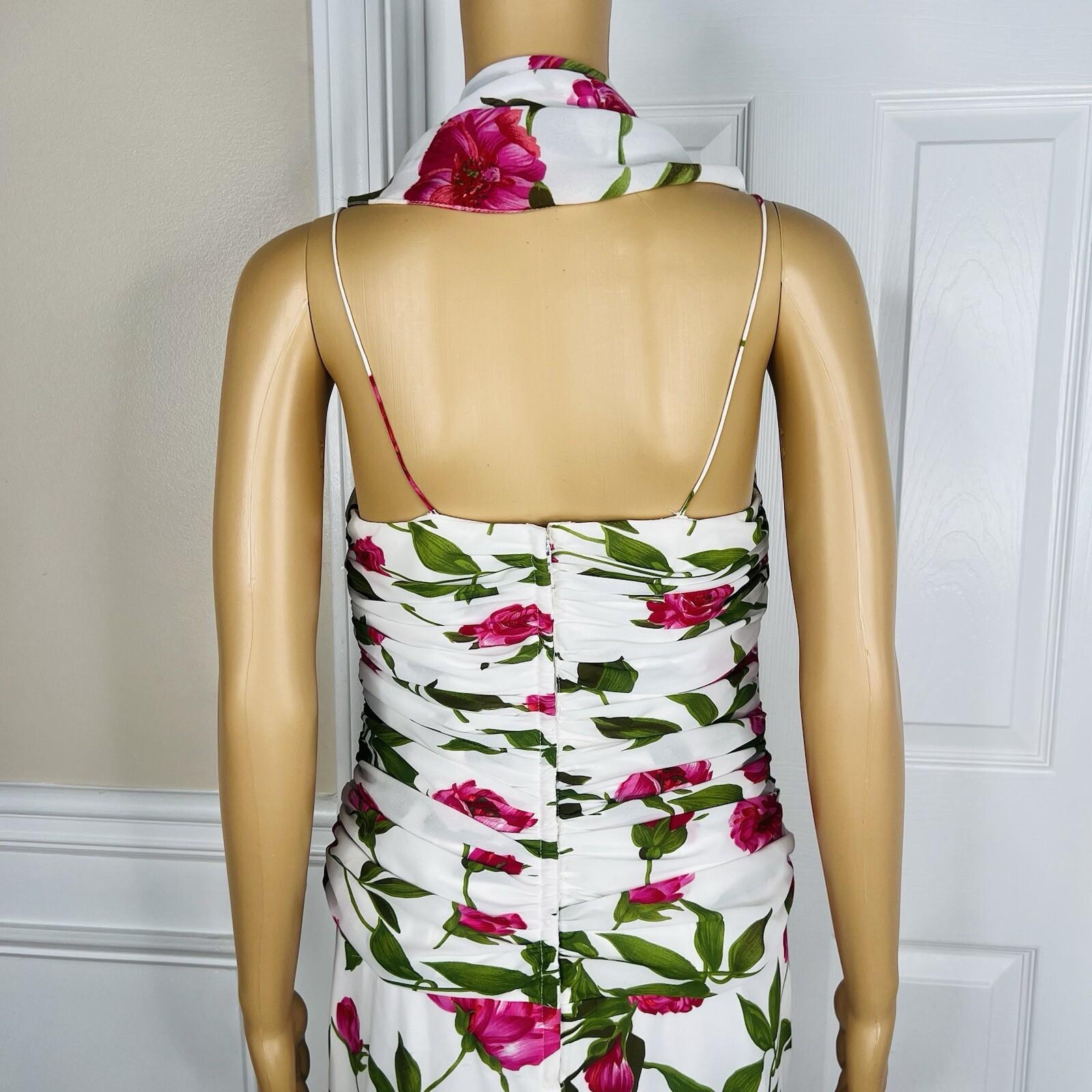 Miss Elliette Vtg Dress Shawl Size 10 Wrap Floral Spaghetti Straps Pleated Maxi