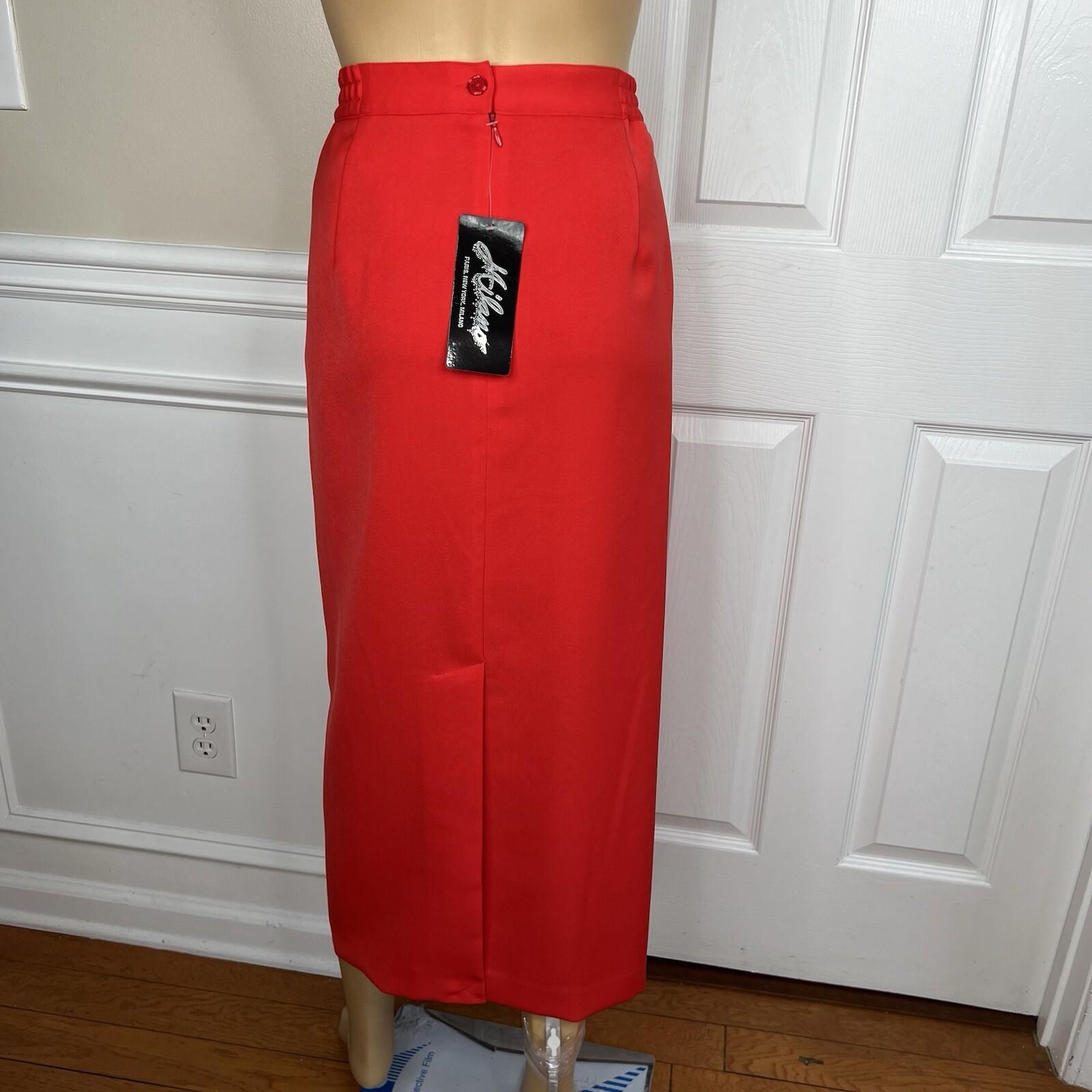 Milano Polyester Skirt Suit 18W Red Beaded Elegant Stand Up Collar 2PC New