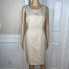 Evan Picone Women 2PC Polyester Dress Suit Size 10P Beige Stand Up Collar Lined