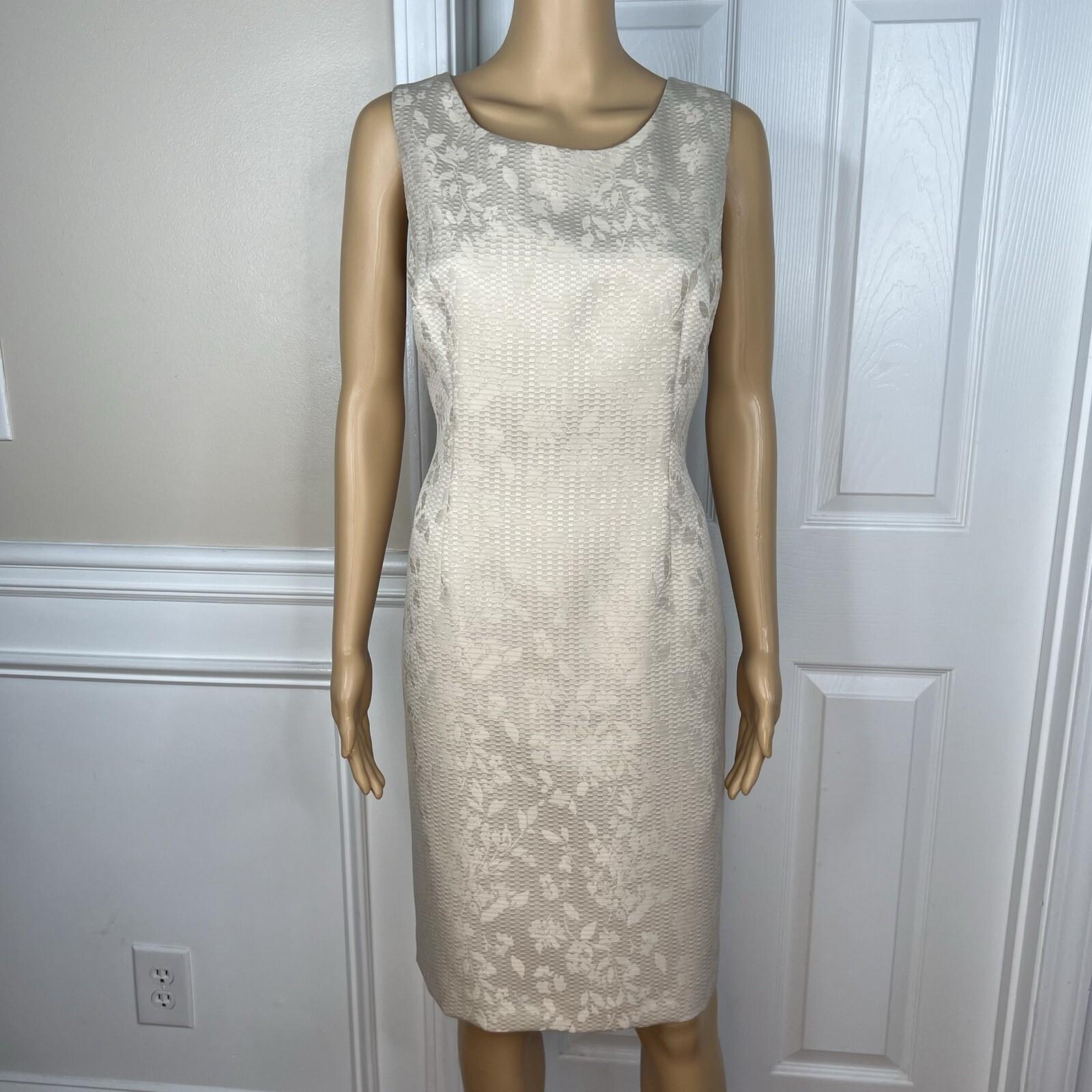 Evan Picone Women 2PC Polyester Dress Suit Size 10P Beige Stand Up Collar Lined