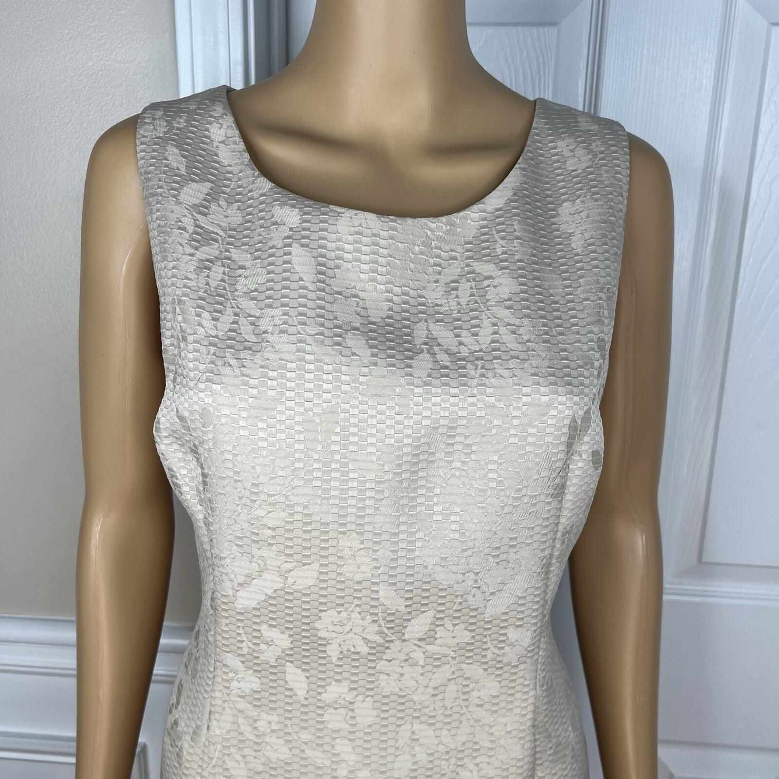 Evan Picone Women 2PC Polyester Dress Suit Size 10P Beige Stand Up Collar Lined
