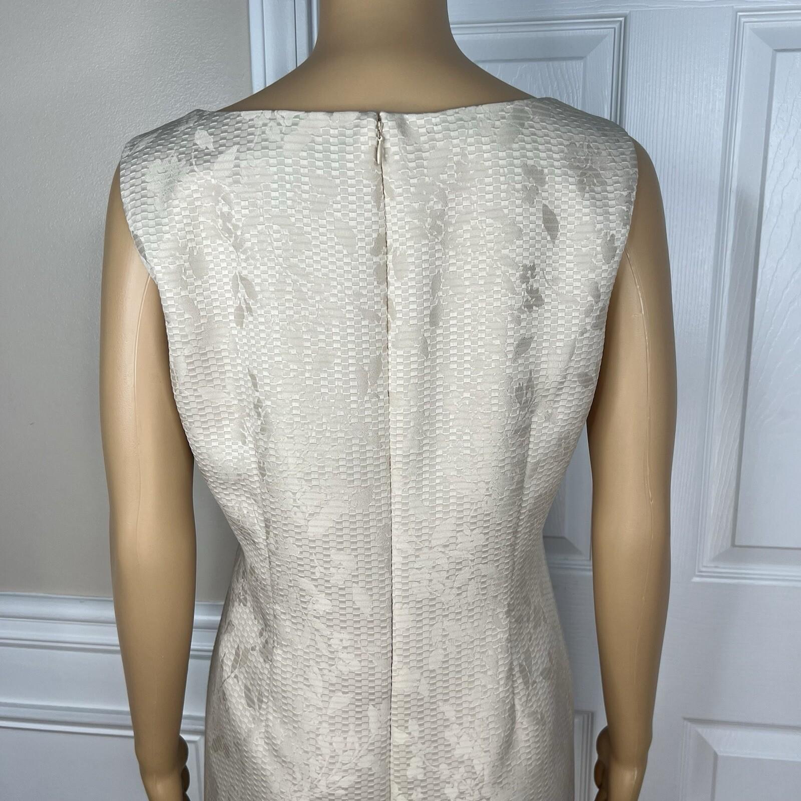 Evan Picone Women 2PC Polyester Dress Suit Size 10P Beige Stand Up Collar Lined