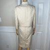 Evan Picone Women 2PC Polyester Dress Suit Size 10P Beige Stand Up Collar Lined
