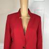Tahari Women Polyester Stretch Blazer Size 8 Red lined Stand Up Collar Career