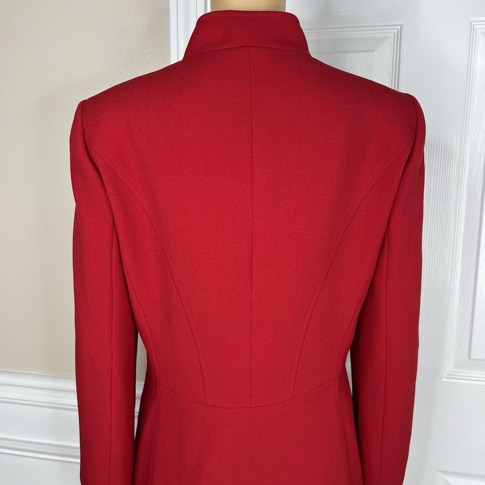 Tahari Women Polyester Stretch Blazer Size 8 Red lined Stand Up Collar Career