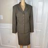 Le Suit Polyester Skirt Suit Size 16 Deep Green Lined Peak Collar Cocktail 2PC
