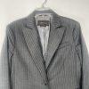 BCBGMaxazria Wool Blazer Size L gray Striped Career Quiet Luxury Peak Collar
