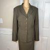 Le Suit Polyester Skirt Suit Size 16 Deep Green Lined Peak Collar Cocktail 2PC