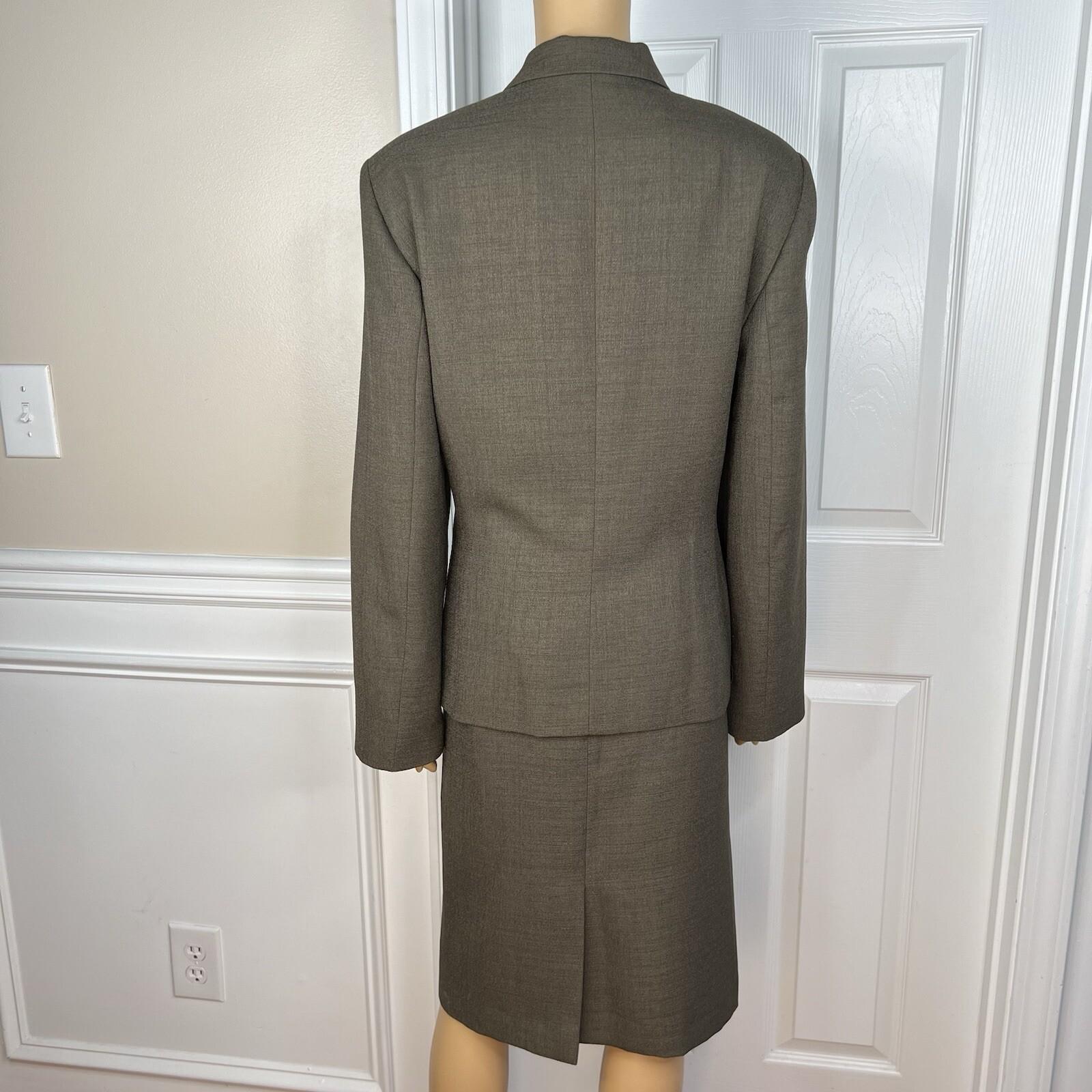 Le Suit Polyester Skirt Suit Size 16 Deep Green Lined Peak Collar Cocktail 2PC