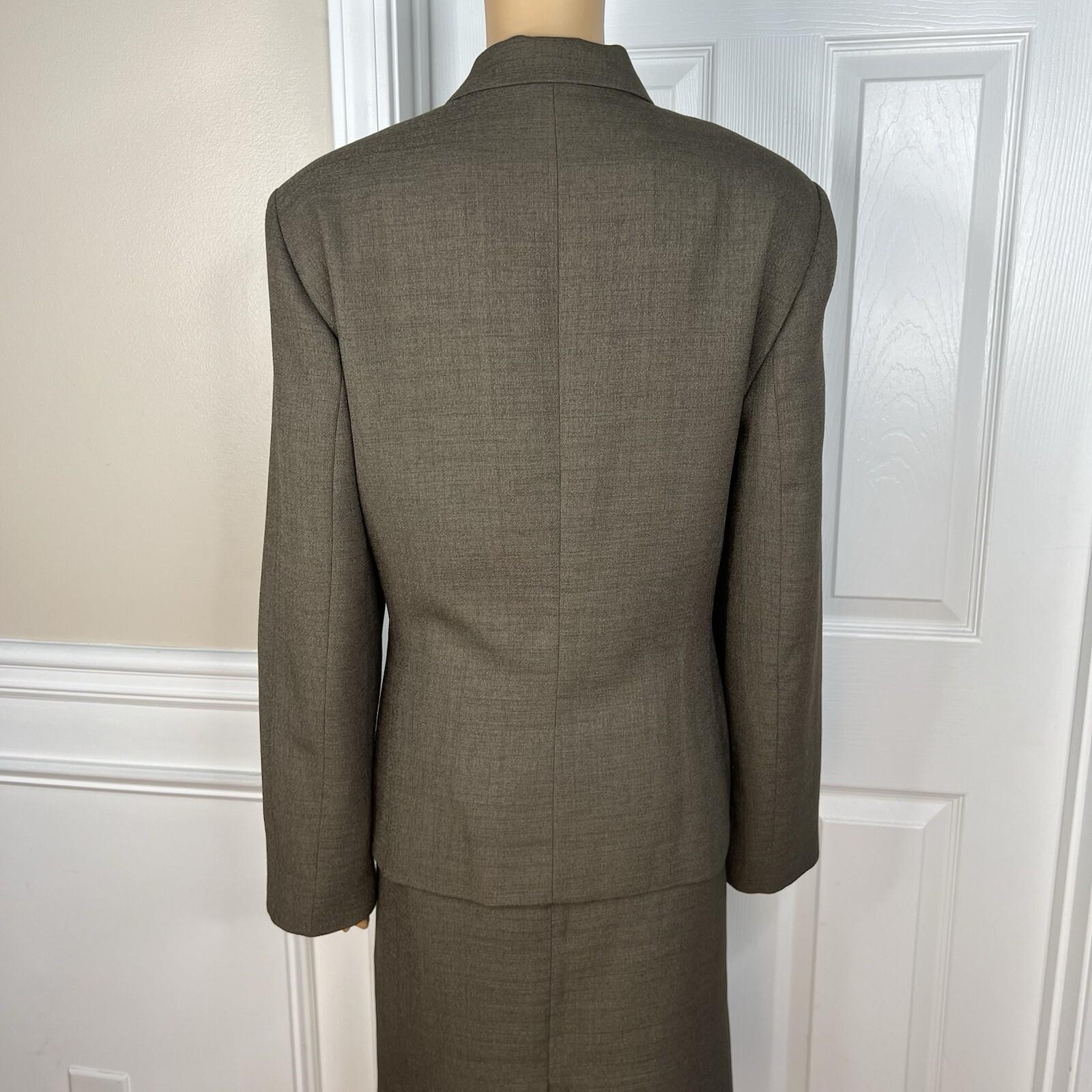Le Suit Polyester Skirt Suit Size 16 Deep Green Lined Peak Collar Cocktail 2PC