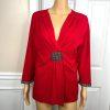 Design Options by PHILIP & JANE GORDON Red Beaded 3/4 Sleeves Top Size M
