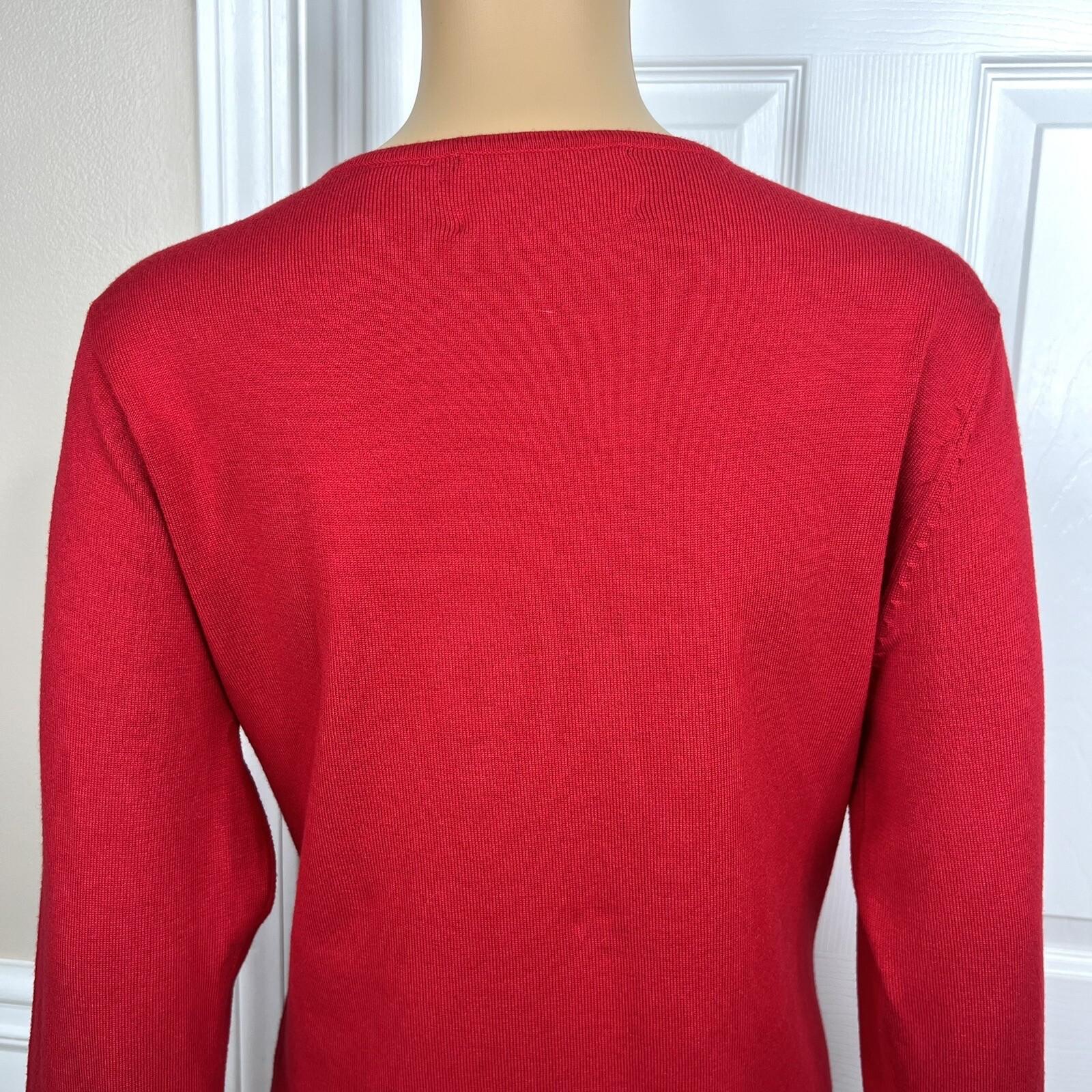 Design Options by PHILIP & JANE GORDON Red Beaded 3/4 Sleeves Top Size M