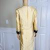 New ISAAC TAMARI Women Gold Brown Beaded Polyester Shiny Collarless Dress SZ 18