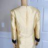 New ISAAC TAMARI Women Gold Brown Beaded Polyester Shiny Collarless Dress SZ 18