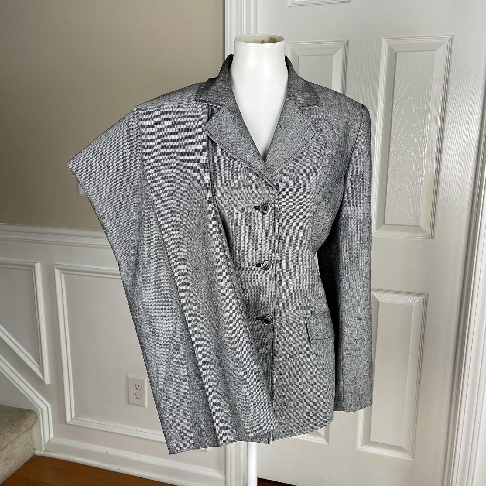 COLLECTIONS FOR LE SUIT 2PC Gray Polyester Lined Pant (Size 10) Suit (Size 12)