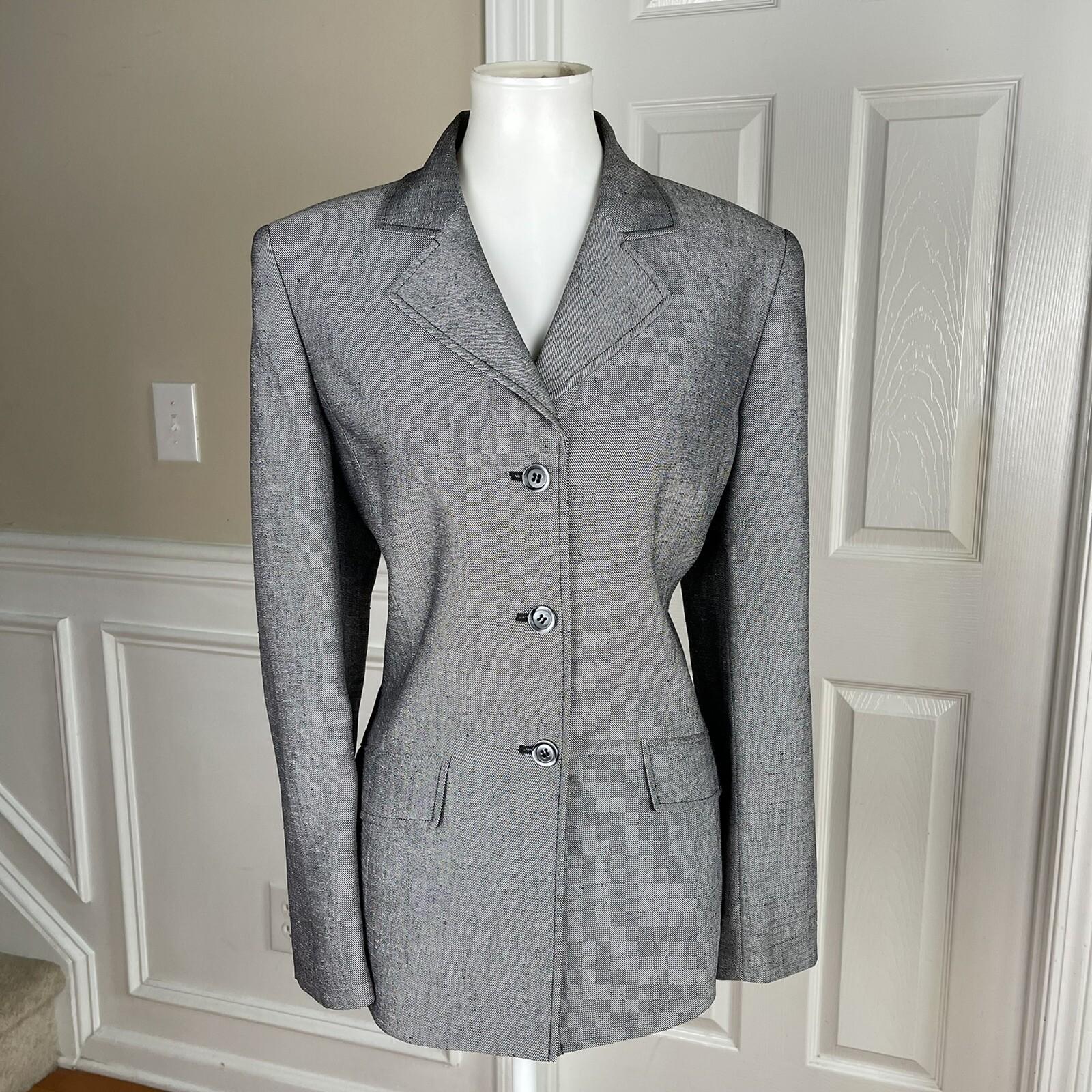 COLLECTIONS FOR LE SUIT 2PC Gray Polyester Lined Pant (Size 10) Suit (Size 12)