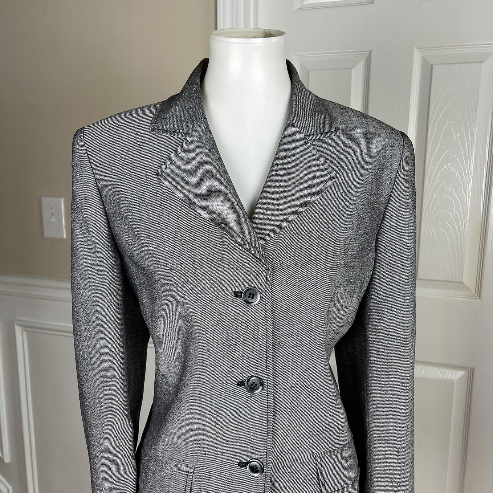 COLLECTIONS FOR LE SUIT 2PC Gray Polyester Lined Pant (Size 10) Suit (Size 12)