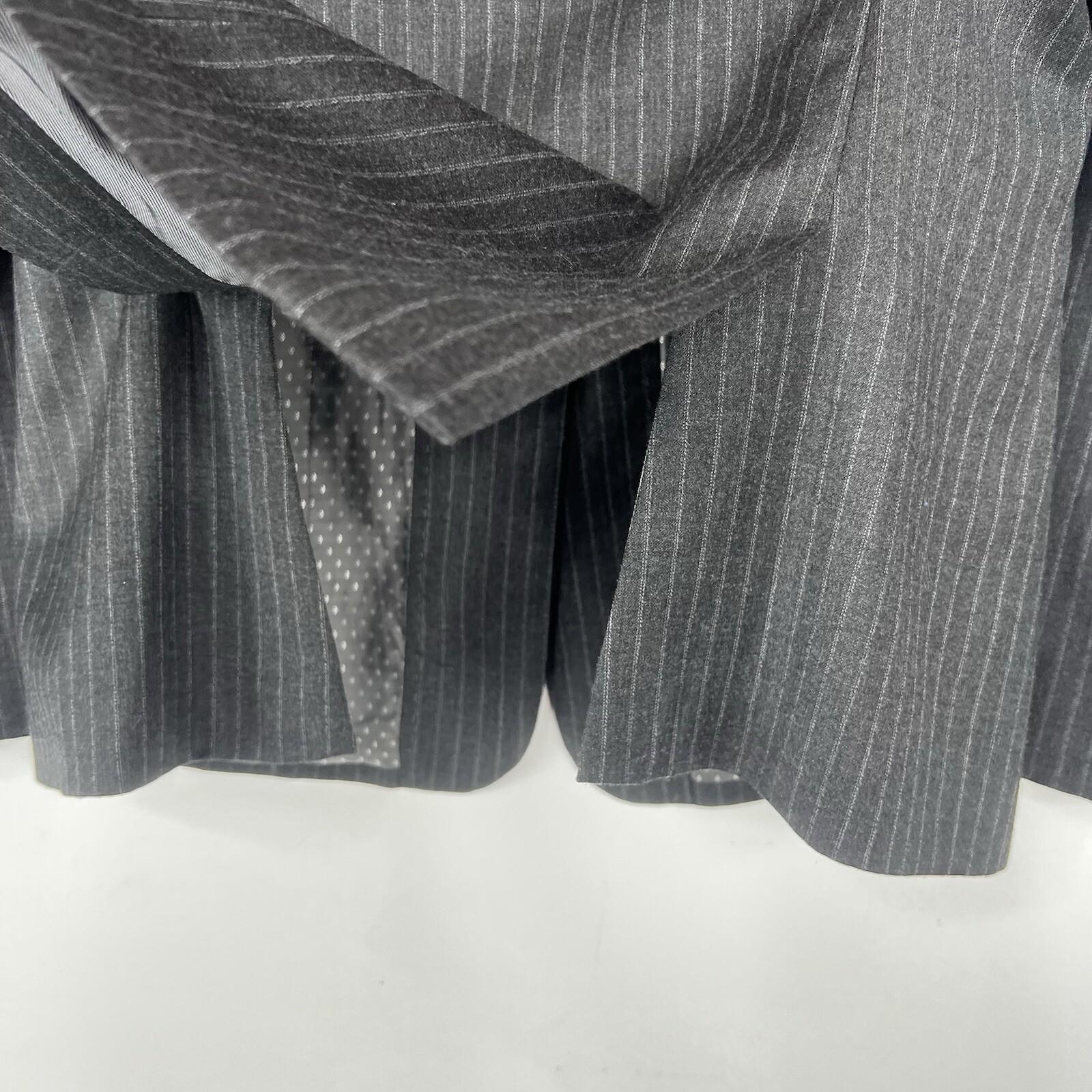 BCBGMaxazria Wool Blazer Size L gray Striped Career Quiet Luxury Peak Collar