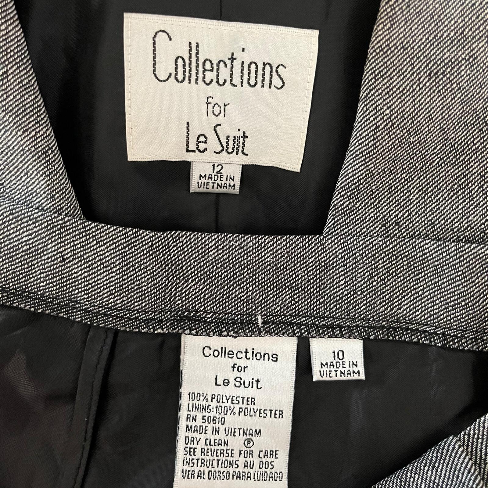 COLLECTIONS FOR LE SUIT 2PC Gray Polyester Lined Pant (Size 10) Suit (Size 12)