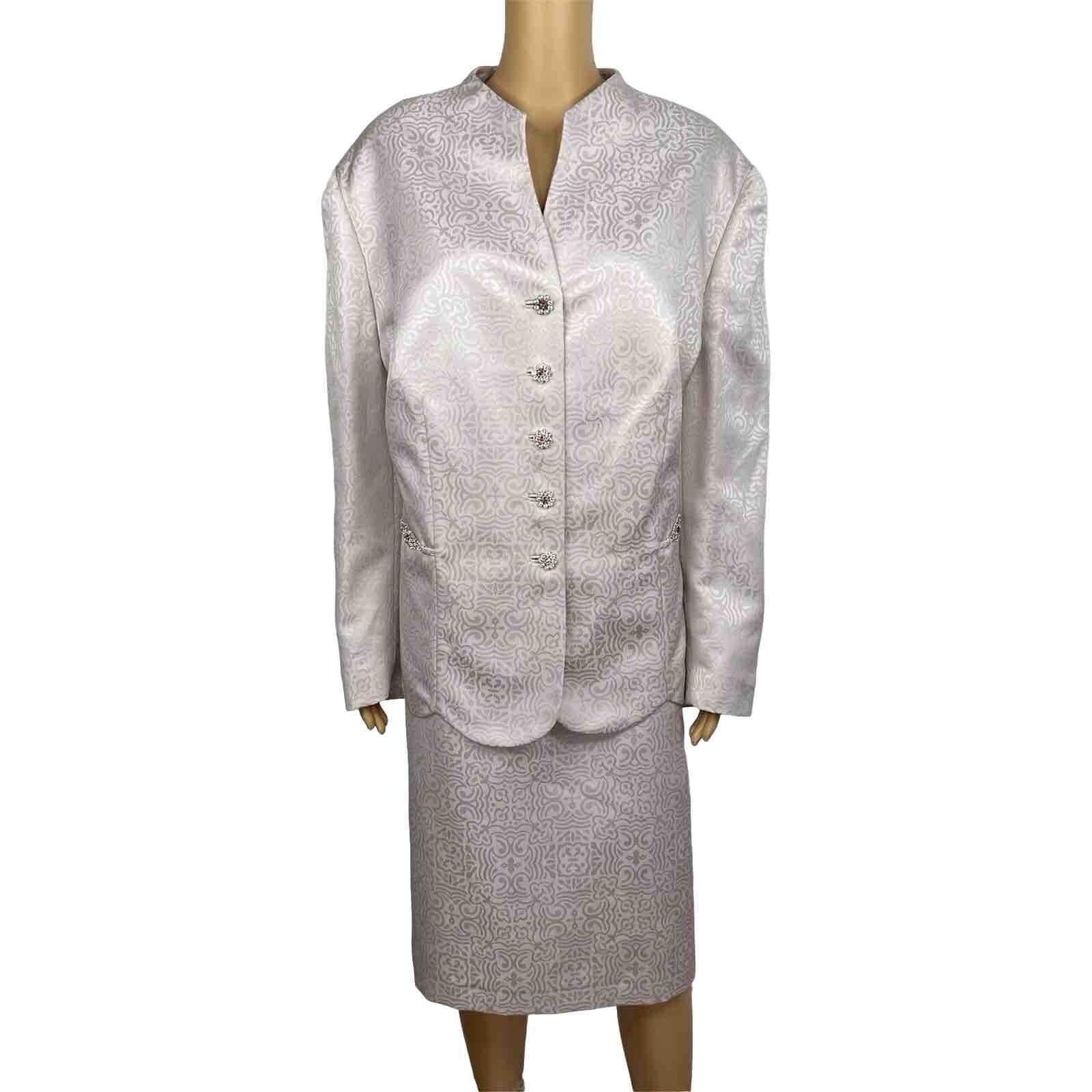 John Meyer Polyester Metallic Skirt Suit Size 24W Lilac Collarless 2PC Scallop