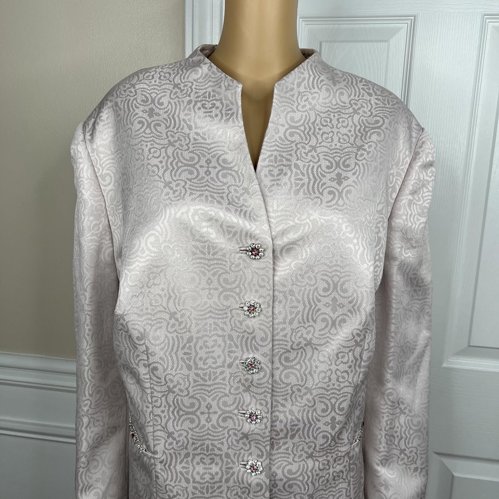 John Meyer Polyester Metallic Skirt Suit Size 24W Lilac Collarless 2PC Scallop