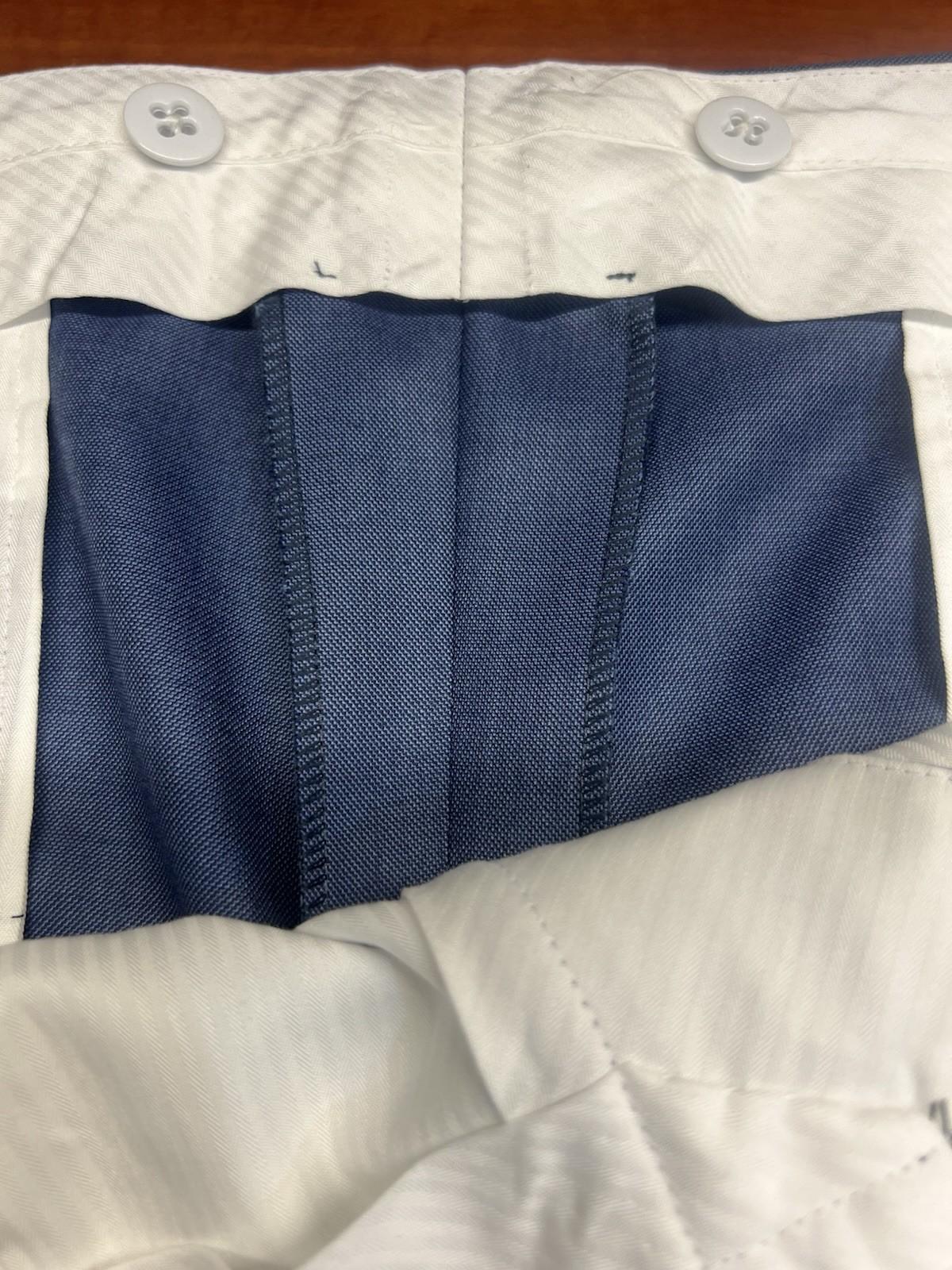 SUIT SUPPLY Men Model Custom Wool Pants 40x30.5 Blue Flat Front Slim Straight