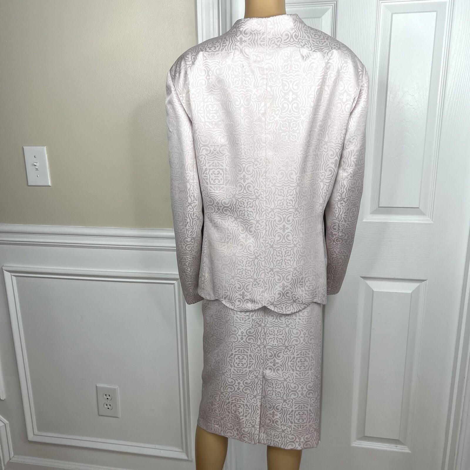 John Meyer Polyester Metallic Skirt Suit Size 24W Lilac Collarless 2PC Scallop
