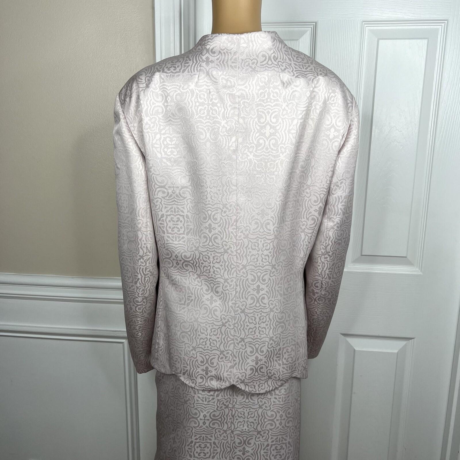 John Meyer Polyester Metallic Skirt Suit Size 24W Lilac Collarless 2PC Scallop