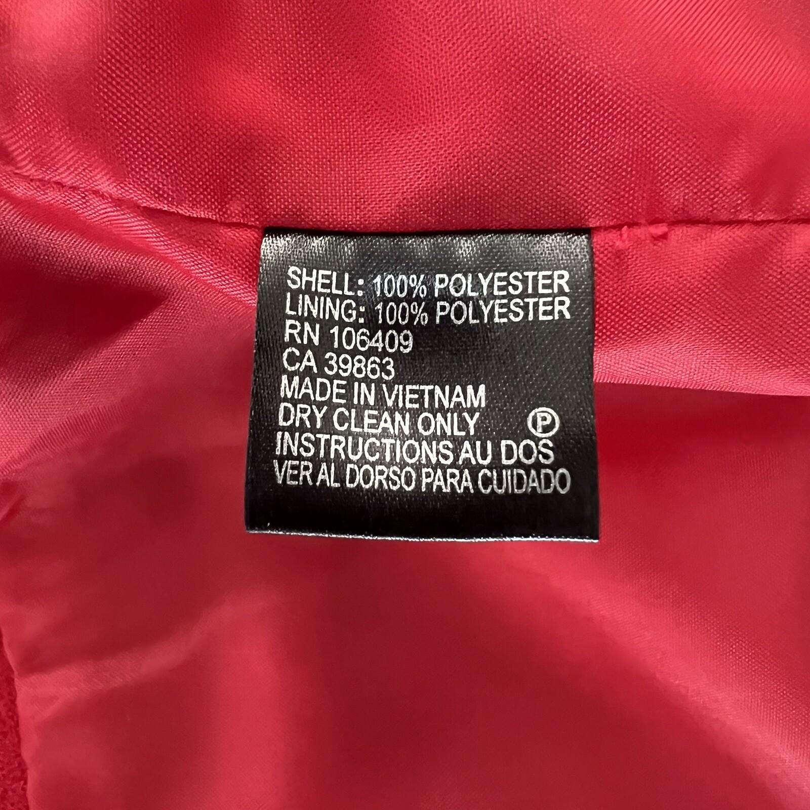 Tahari ASL Polyester Blazer Size 8 Red Lined Stand Up Collar Lined Pockets