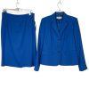 Evan Picone Polyester Skirt Suit Size 8 Blue Notch Collar Business Crepe 2PC New
