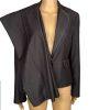 Sharagano Polyester Rayon Stretch Pant Suit 8 Brown Chambray Notch Collar 2PC