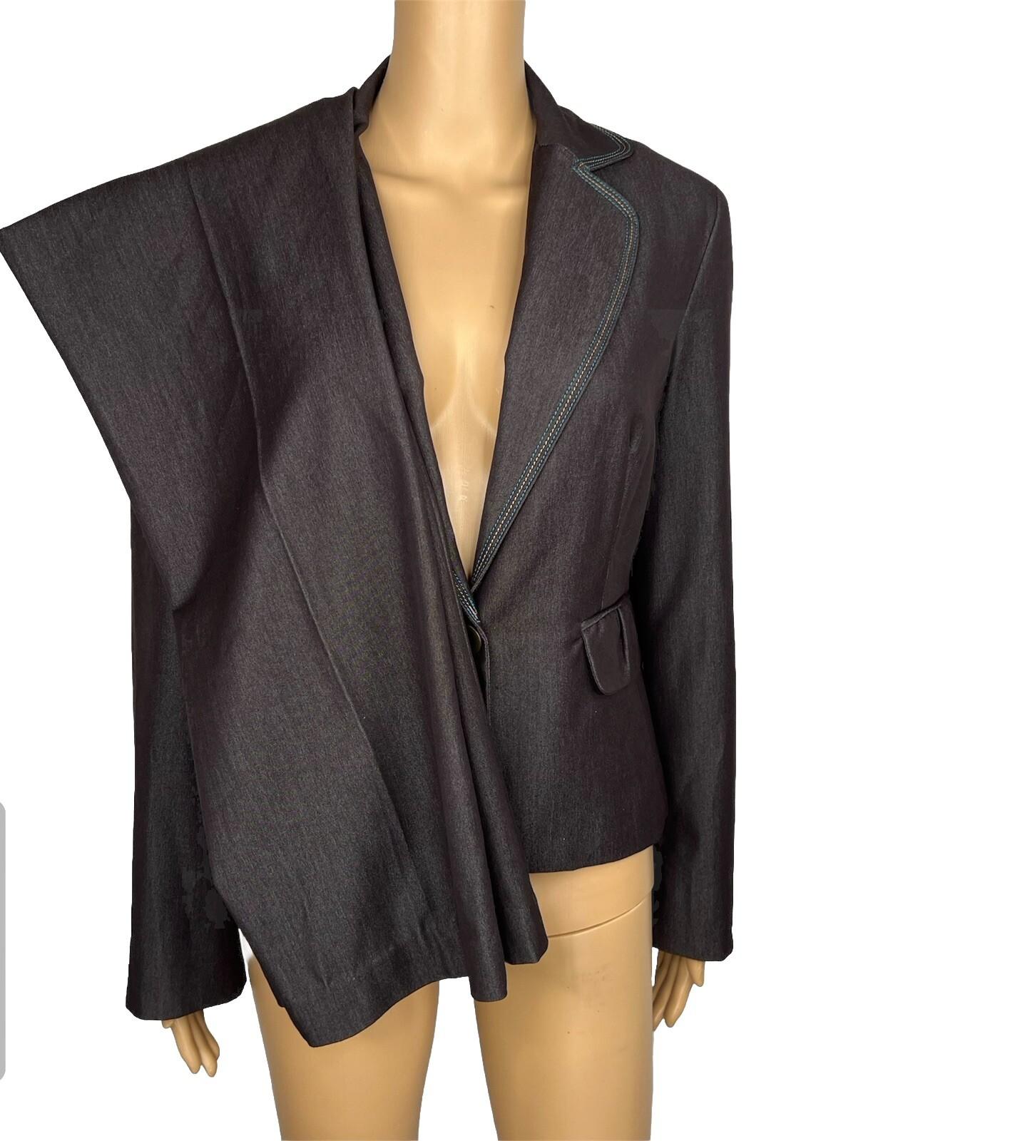 Sharagano Polyester Rayon Stretch Pant Suit 8 Brown Chambray Notch Collar 2PC