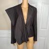 Sharagano Polyester Rayon Stretch Pant Suit 8 Brown Chambray Notch Collar 2PC
