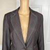 Sharagano Polyester Rayon Stretch Pant Suit 8 Brown Chambray Notch Collar 2PC