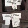 Sharagano Polyester Rayon Stretch Pant Suit 8 Brown Chambray Notch Collar 2PC
