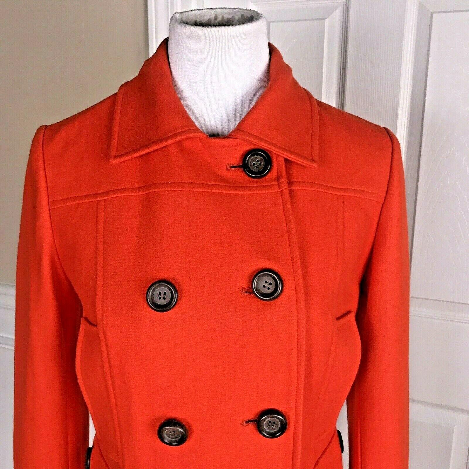 DELIA'S Limited Collection Women Double Breasted Orange Wool Blend Coat Size M